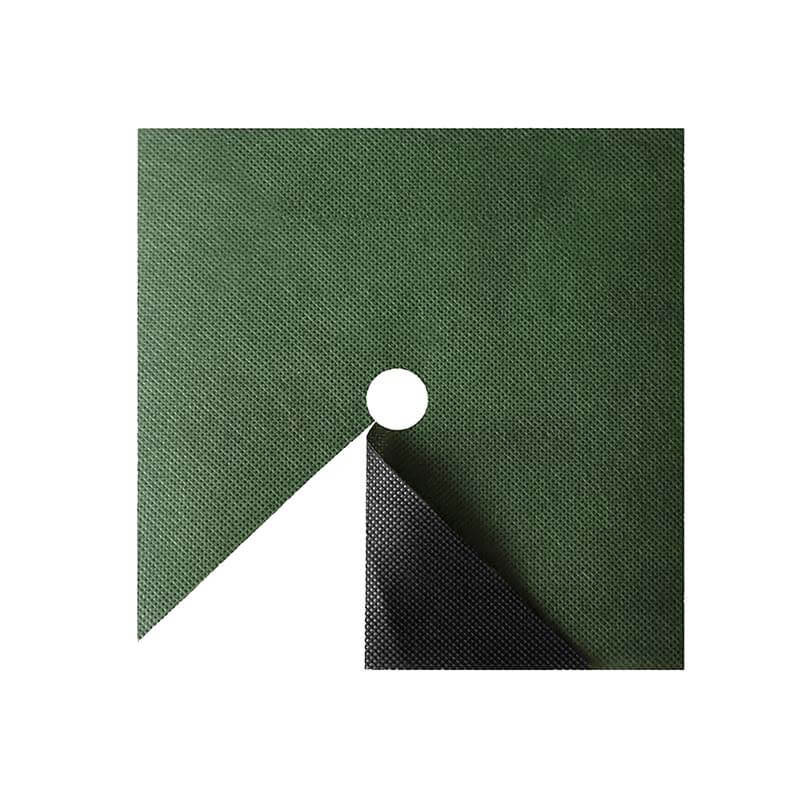 Nunalo green and black square tree weed barrier mat with pre-cut center hole and side slit