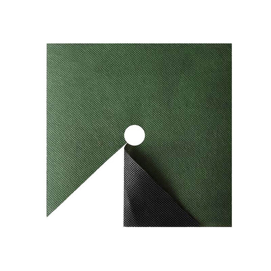 Nunalo green and black square tree weed barrier mat with pre-cut center hole and side slit