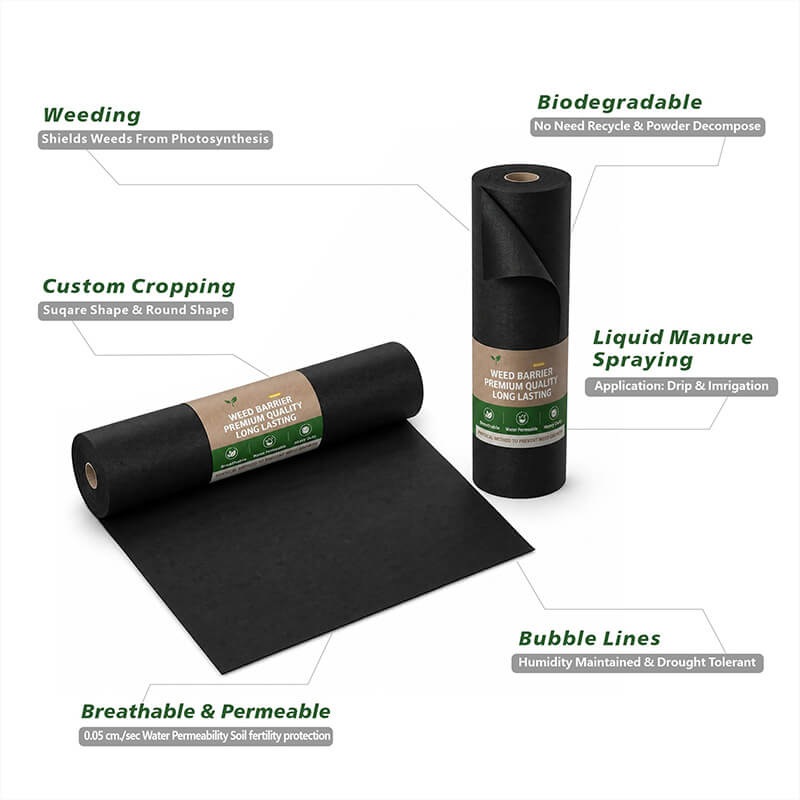 Breathable and water-permeable features of black non-woven landscape fabric