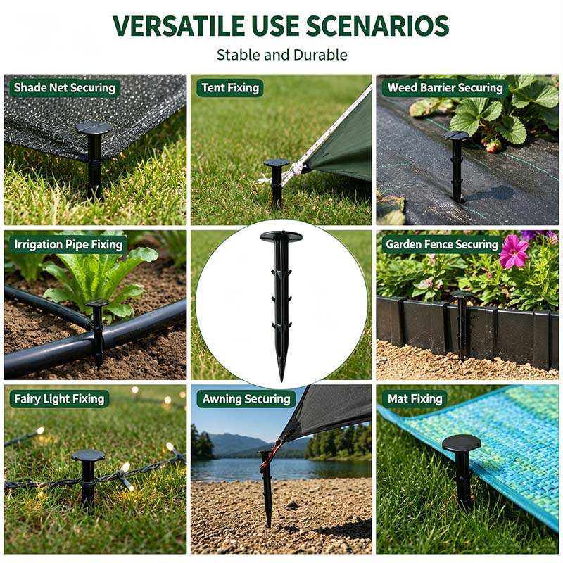 Nunalo plastic ground pin used for shade net, weed barrier, irrigation pipe, mat and outdoor fixing